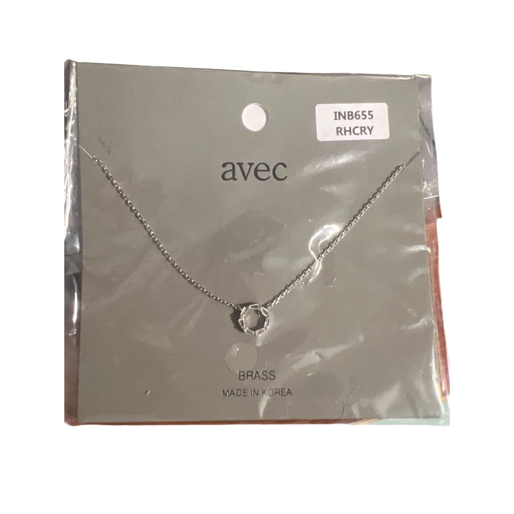Avec Brass Silver Tone O Initial Necklace Clear Rhinestones Layer Pendant New